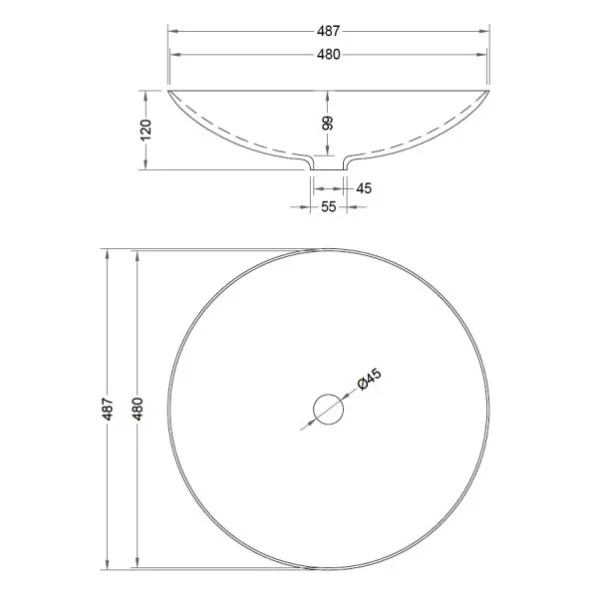 Murano Round Shallow Countertop Wash Basin
